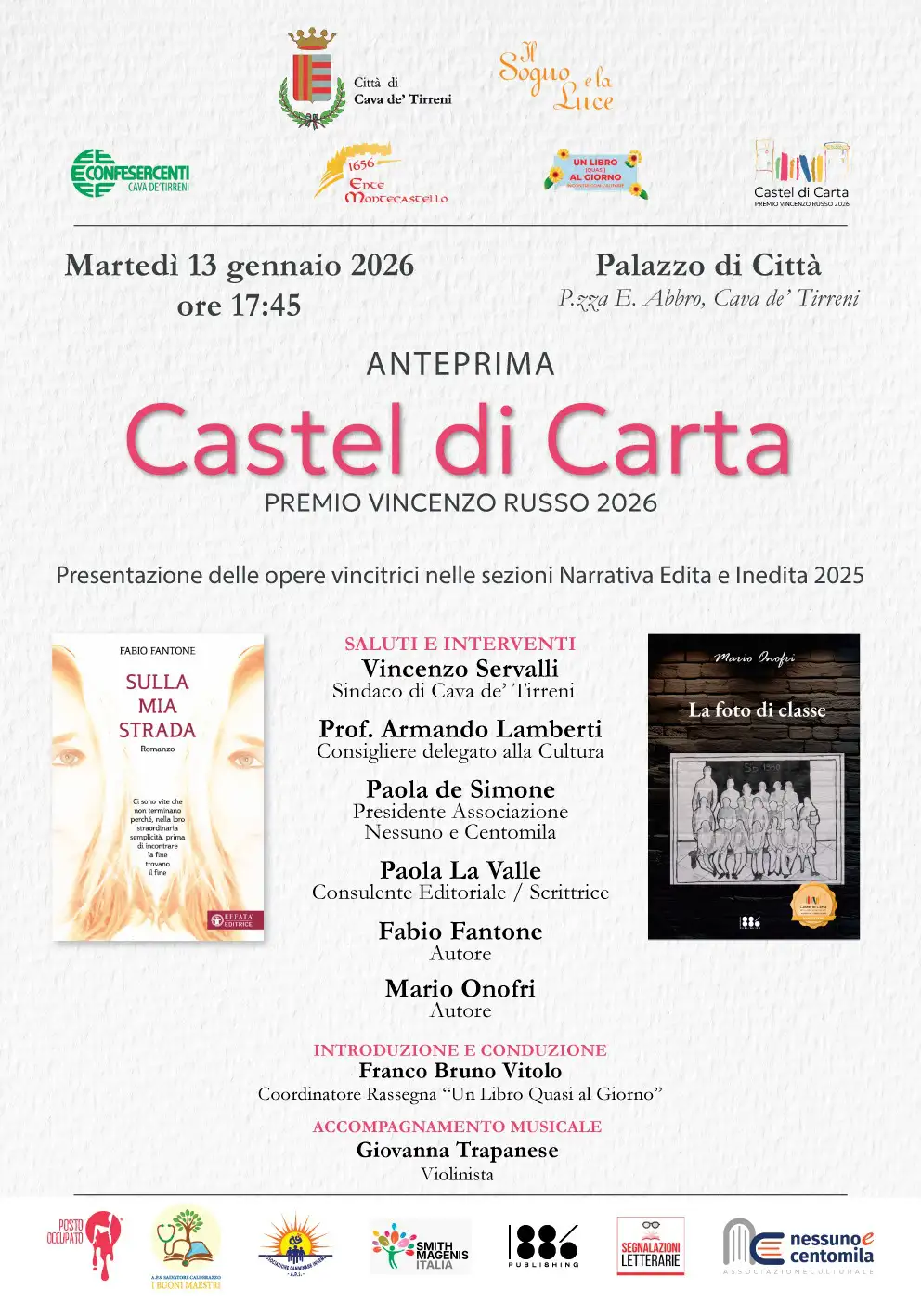 Cava de’ tirreni, anteprima di castel di carta –  premio vincenzo russo 2026